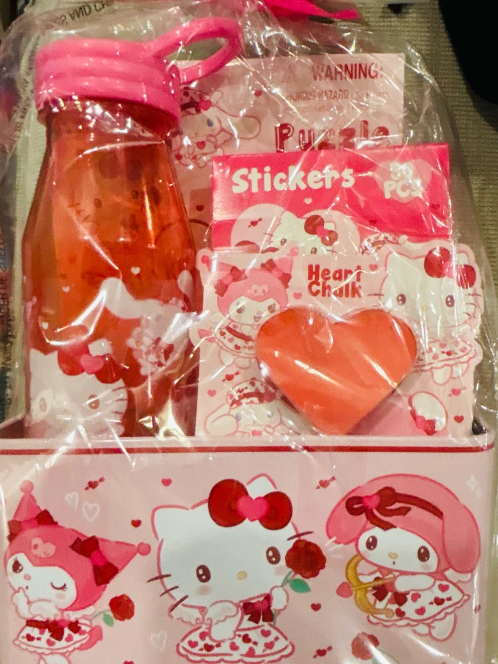 Sanrio Hello Kitty Pink & Red Gift Set with Bottle and Stickers